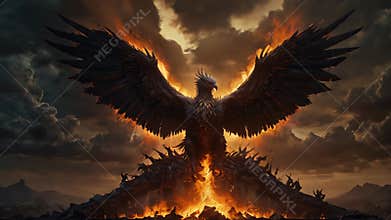 Majestic phoenix rising from flames