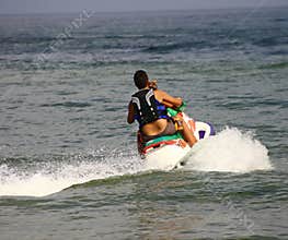 Fun on a water scooter