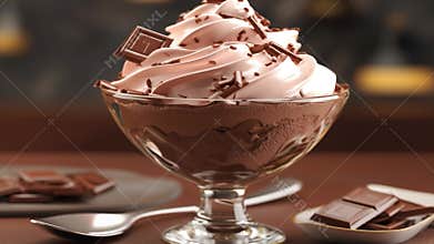 Sweet delight chocolate pudding ice cream adorned with heavenly whipped cream