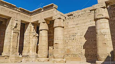 Temple of Medinet Habu. Egypt, Luxor. The Mortuary Temple of Ramesses III at Medinet Habu is an important New Kingdom