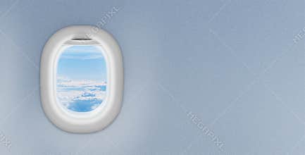 Airplane window or porthole with copyspace