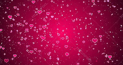 Valentine\'s Day or marriage neon hearts background. Neon hearts on pink-colored backgrounds.