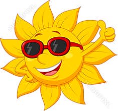 Sun cartoon character with thumb up