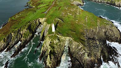 Baltimore Beacon and coastal cliffs Baltimore Coast Cork Ireland in 4k
