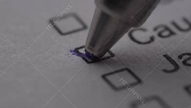 Pen mark a Checkbox labeled &#x27;Native American&#x27; on a document.