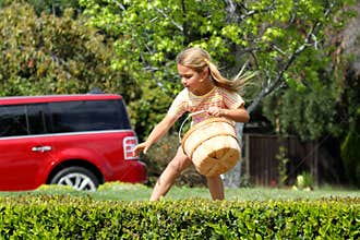 Girl hunting for Easter eggs