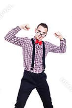 Self-confident nerd man