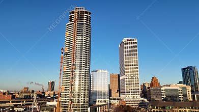 Milwaukee, Wisconsin, Aeirial Downtown Skyline