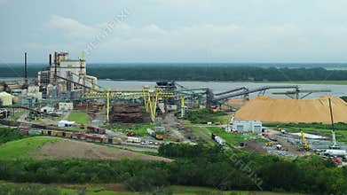 Cellulose and paper plant in Brunswick GA. Poisonous influence of manufacturing industry on environment