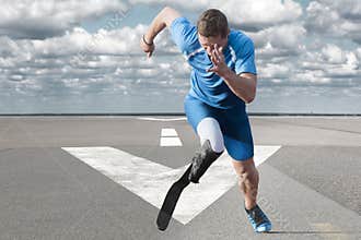Athlete running runway