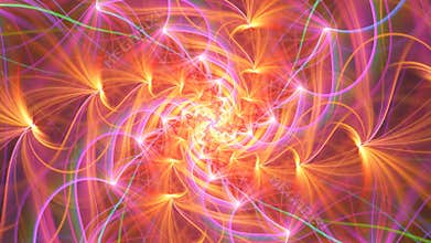 Twirl fractal filaments, rays and flows revolving clockwise.