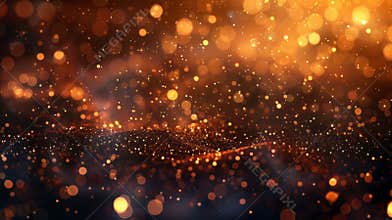 Abstract brown bokeh background with golden lights