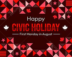 First Monday of August is celebrated as Civic Holiday in Canada every year, red theme background
