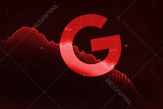 Google Search engine showing huge loss with red graph, editorial background