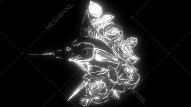 swordfish in white line on black background