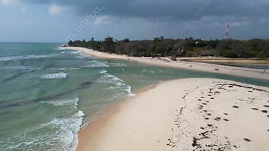 Amazing Diani beach seascape with white sand and turquoise Ocean, Kenya top view