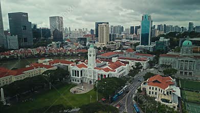 Singapore, Singapore - Jan 5, 2024: Aerial View of Theater and Concert Hall Victoria on Elite District in City Centre