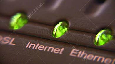 Internet modem light LED macro connection