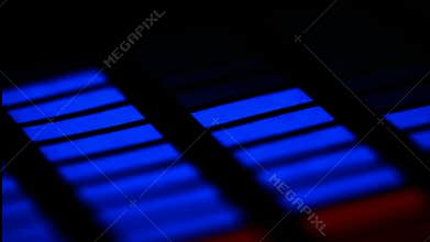 LED blue and red bars of audio spectrum analyzer