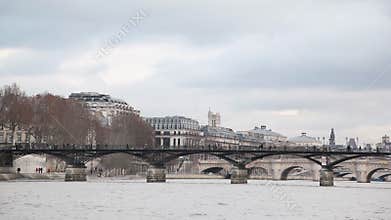 bridge Pont des Arts, view from Siene river,