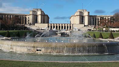 fountains in front of Palais de Chaillot in