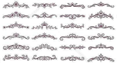 Collection of Elegant Floral Dividers and Borders