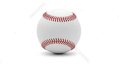 Classic White Baseball with Red Stitching 3D Render
