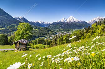 Mountain landscape in the Bavarian Alps, Berchtesgaden, Germany