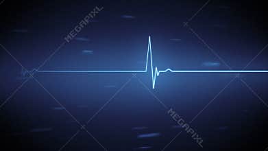 Blue heart monitor line with moving background