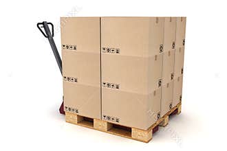 Cardboard boxes on pallet.