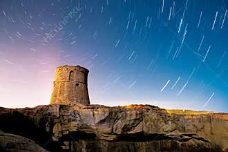 Tower stars trail at night