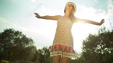 disco woman dancing and posing outdoors