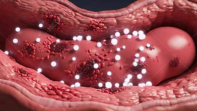 Medical Animation of Colon Polyp Growth with Bright Glowing Particle Effects for Disease Prevention and Research