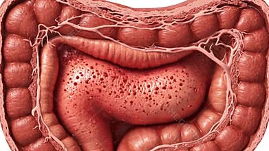 Human Colon Anatomy Illustration for Medical Study Intestine Polyp Disease Awareness Healthcare and Bowel Problems