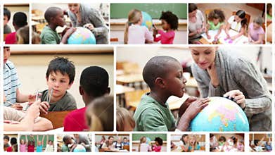 Pupils studying in their school