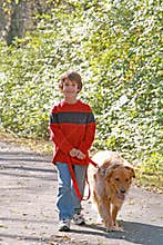 Boy Walking the Dog