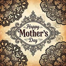 Elegant vintage greeting card design celebrating happy mother's day with ornate lace borders