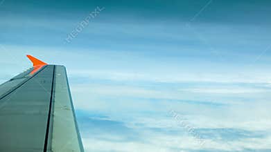 View from the window of a passenger aircraft. Altitude 10,000 kilometers