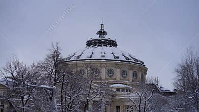 Neoclassical architecture of the Romanian Athenaeum or Ateneul Roman concert hall