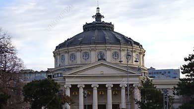 Neoclassical architecture of the Romanian Athenaeum or Ateneul Roman concert hall