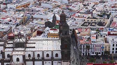Aerial sweep of Cathedral of Santa Ana, Las Palmas de Gran Canaria