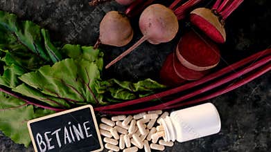 Beets contain betaine on the table. Selective focus.
