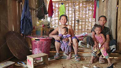 PONGSALI, LAOS - APRIL 2014: Homestay tribal Akha house