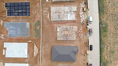 Mixed phase builds of framed homes and fresh foundations in Highpointe Ranch along FM 1385, Liberty Rd in Aubrey. Wood structures