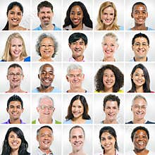 Group of Smiling People in a Row