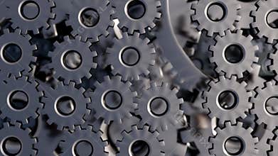 Metallic cogs interlock with depth-mapped precision, 3D mechanical dance.
