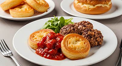 Delicious Puff Pastry and Meatballs on a White Plate