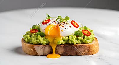 Poached Egg on Toast with Avocado and Chili Peppers