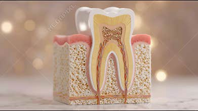 Periodontitis Awareness With Medical Illustrations of Tooth Structure and Gum Health From Different Angles