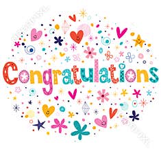 Congratulations typography lettering decorative text card design